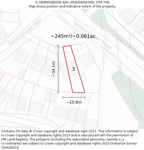 3, HERRINGBONE WAY, KINGSWINFORD, DY6 7NE: Plot and title map