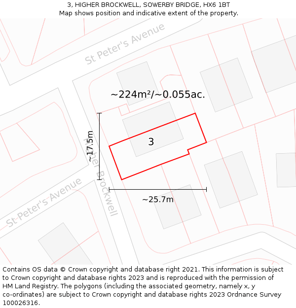 3, HIGHER BROCKWELL, SOWERBY BRIDGE, HX6 1BT: Plot and title map