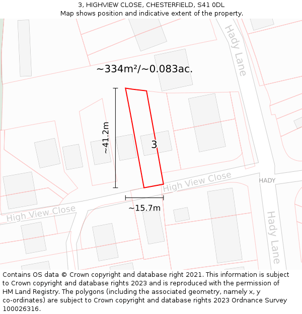 3, HIGHVIEW CLOSE, CHESTERFIELD, S41 0DL: Plot and title map