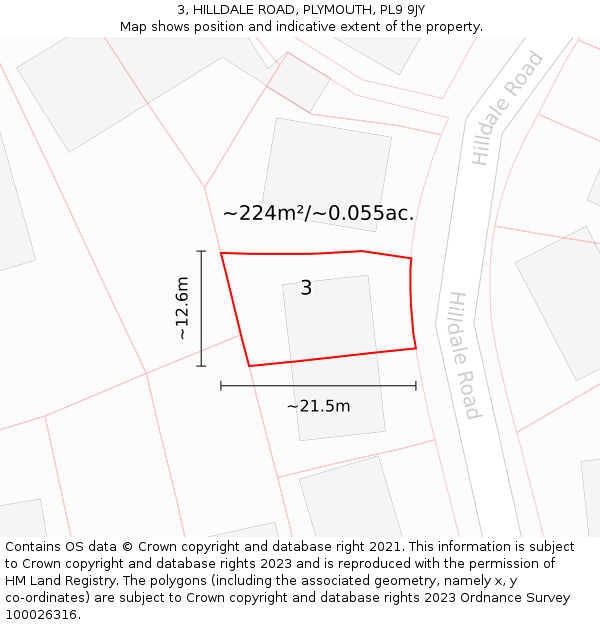 3, HILLDALE ROAD, PLYMOUTH, PL9 9JY: Plot and title map