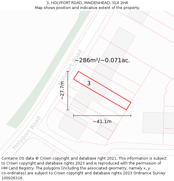 3, HOLYPORT ROAD, MAIDENHEAD, SL6 2HA: Plot and title map