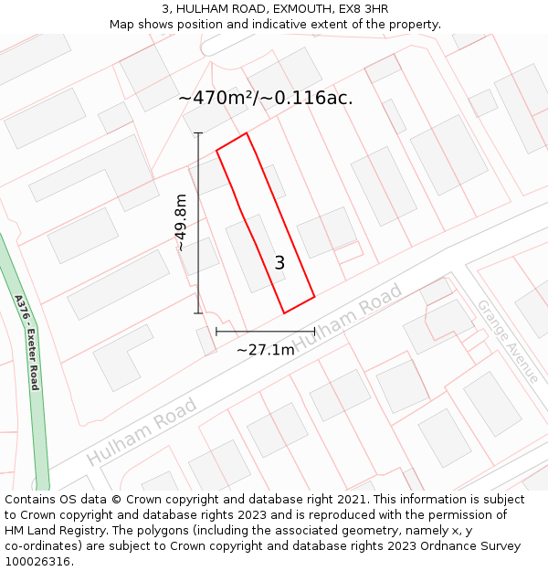 3, HULHAM ROAD, EXMOUTH, EX8 3HR: Plot and title map