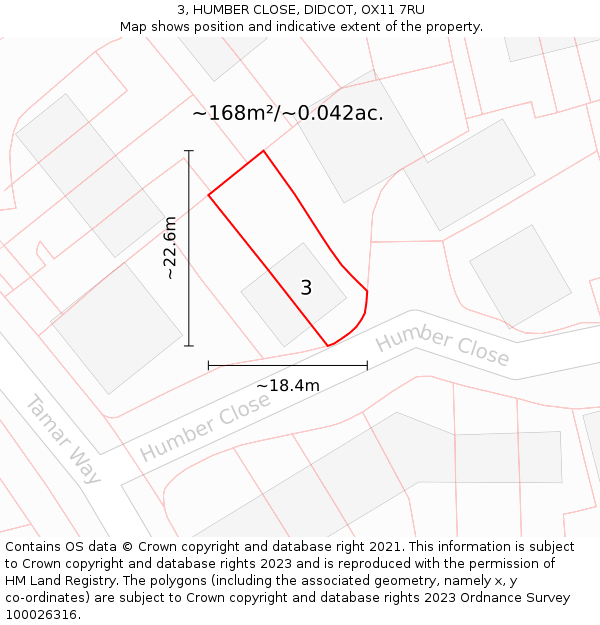 3, HUMBER CLOSE, DIDCOT, OX11 7RU: Plot and title map