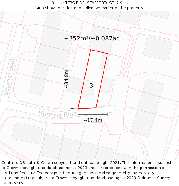 3, HUNTERS RIDE, STAFFORD, ST17 9HU: Plot and title map