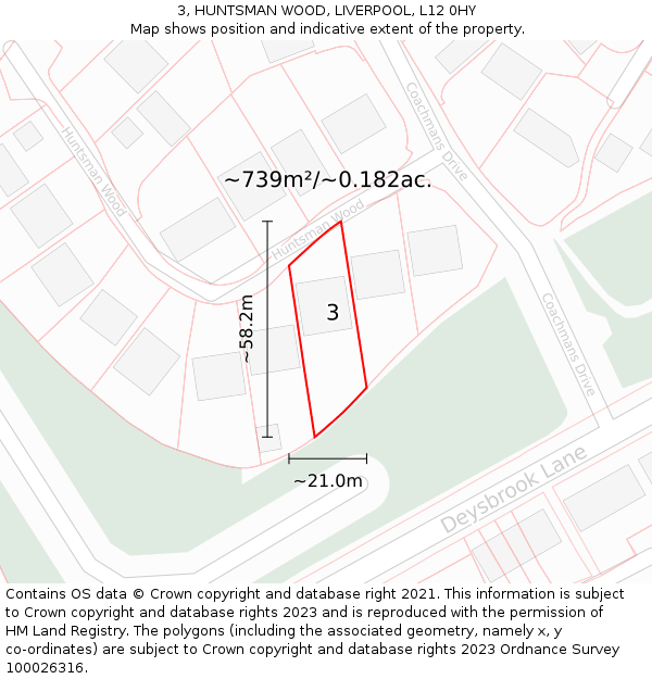 3, HUNTSMAN WOOD, LIVERPOOL, L12 0HY: Plot and title map