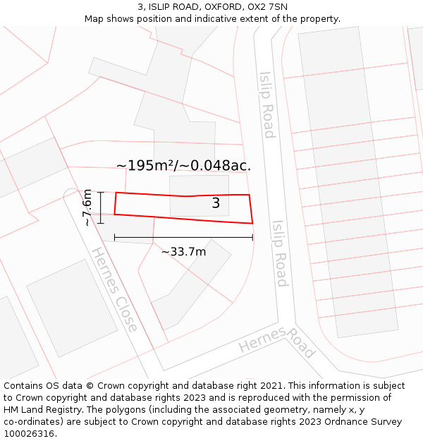 3, ISLIP ROAD, OXFORD, OX2 7SN: Plot and title map