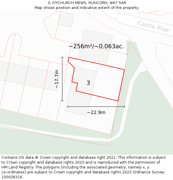 3, IVYCHURCH MEWS, RUNCORN, WA7 5AR: Plot and title map