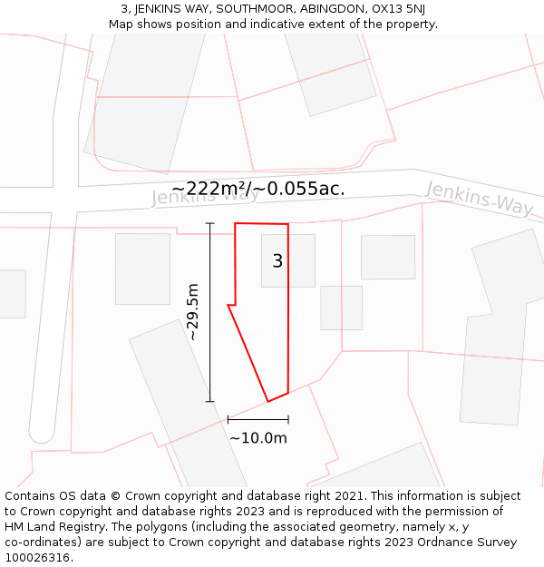 3, JENKINS WAY, SOUTHMOOR, ABINGDON, OX13 5NJ: Plot and title map