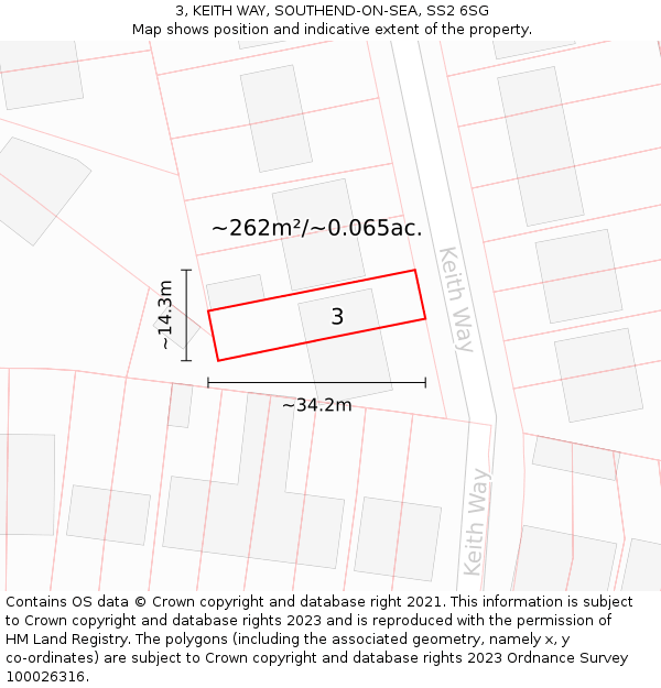 3, KEITH WAY, SOUTHEND-ON-SEA, SS2 6SG: Plot and title map