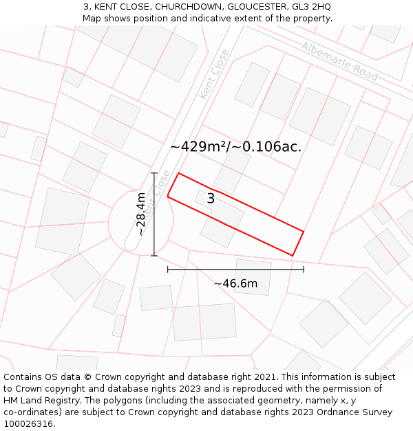 3, KENT CLOSE, CHURCHDOWN, GLOUCESTER, GL3 2HQ: Plot and title map