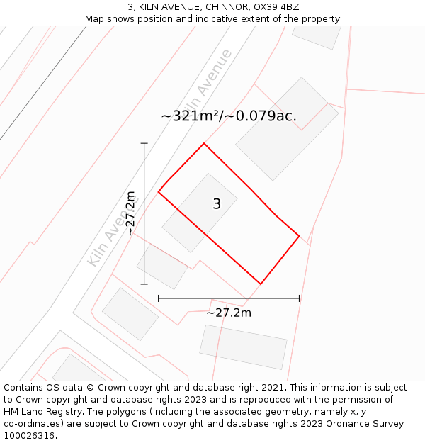 3, KILN AVENUE, CHINNOR, OX39 4BZ: Plot and title map