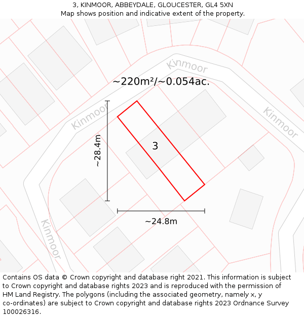 3, KINMOOR, ABBEYDALE, GLOUCESTER, GL4 5XN: Plot and title map