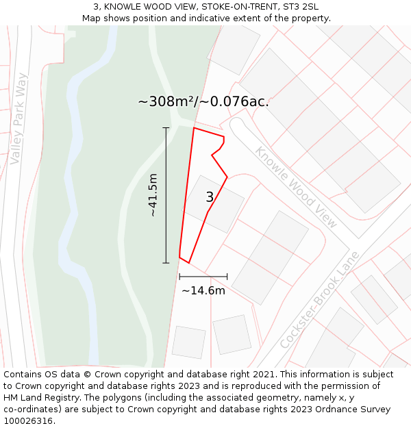 3, KNOWLE WOOD VIEW, STOKE-ON-TRENT, ST3 2SL: Plot and title map