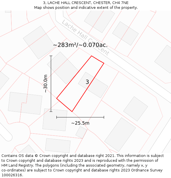 3, LACHE HALL CRESCENT, CHESTER, CH4 7NE: Plot and title map