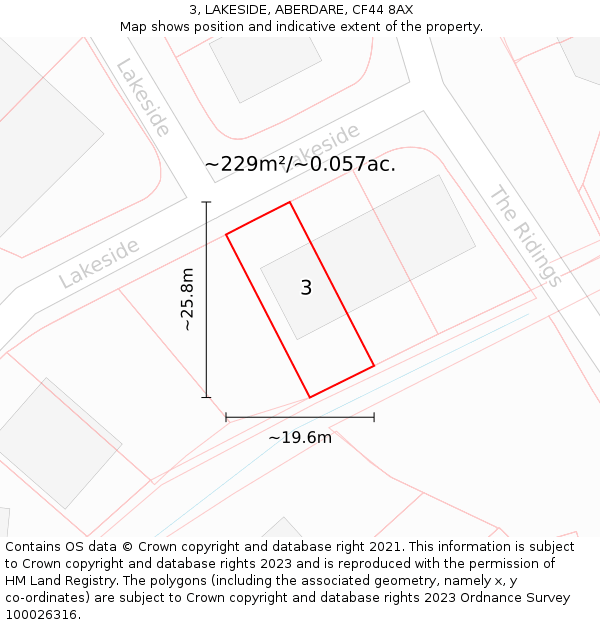 3, LAKESIDE, ABERDARE, CF44 8AX: Plot and title map