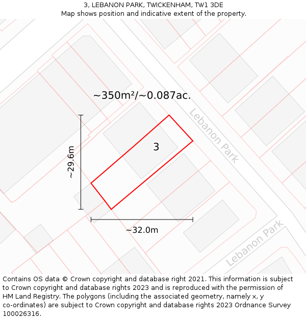 3, LEBANON PARK, TWICKENHAM, TW1 3DE: Plot and title map