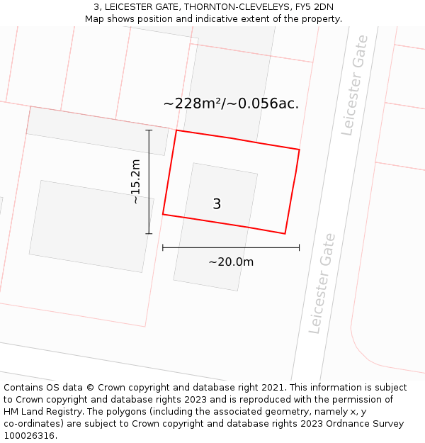 3, LEICESTER GATE, THORNTON-CLEVELEYS, FY5 2DN: Plot and title map