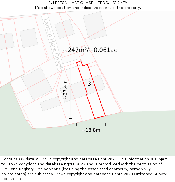 3, LEPTON HARE CHASE, LEEDS, LS10 4TY: Plot and title map