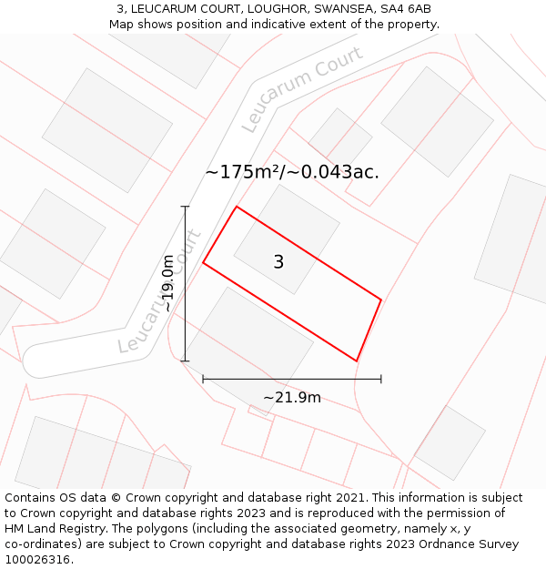 3, LEUCARUM COURT, LOUGHOR, SWANSEA, SA4 6AB: Plot and title map