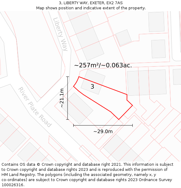 3, LIBERTY WAY, EXETER, EX2 7AS: Plot and title map