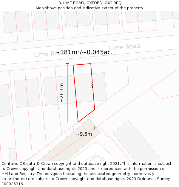 3, LIME ROAD, OXFORD, OX2 9EQ: Plot and title map