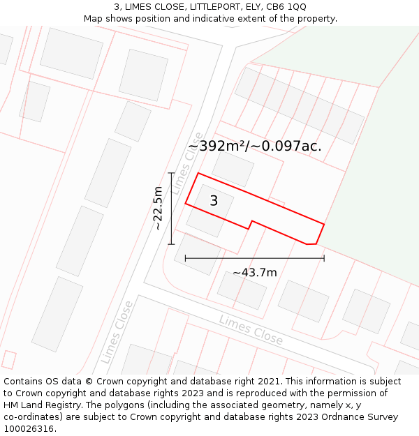 3, LIMES CLOSE, LITTLEPORT, ELY, CB6 1QQ: Plot and title map