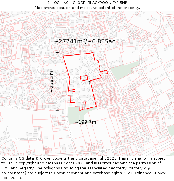 3, LOCHINCH CLOSE, BLACKPOOL, FY4 5NR: Plot and title map