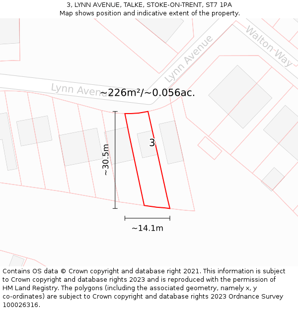 3, LYNN AVENUE, TALKE, STOKE-ON-TRENT, ST7 1PA: Plot and title map