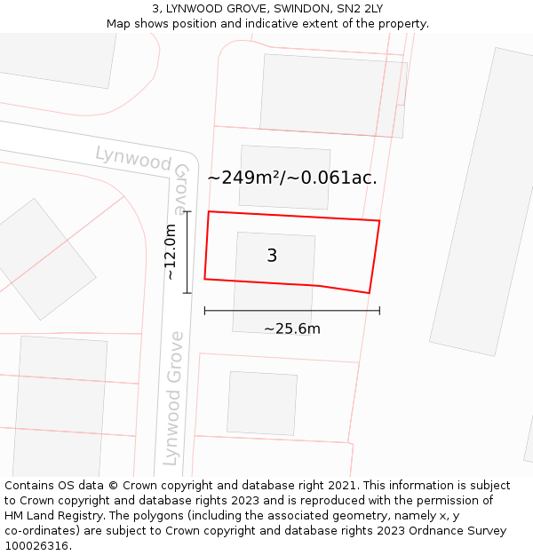 3, LYNWOOD GROVE, SWINDON, SN2 2LY: Plot and title map