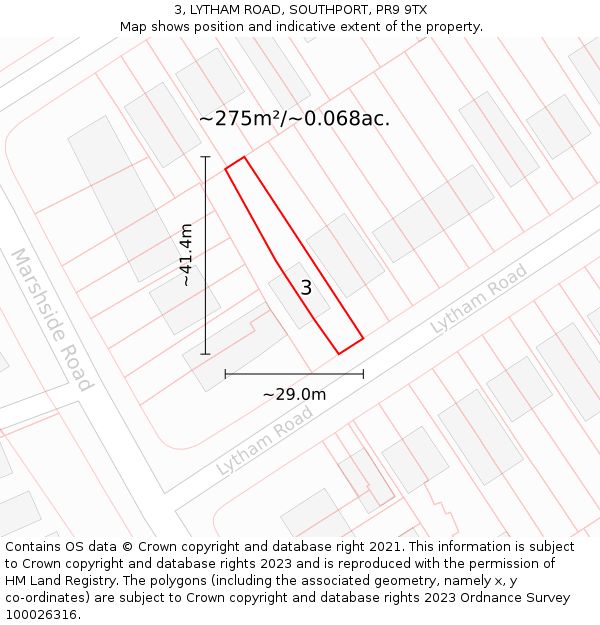 3, LYTHAM ROAD, SOUTHPORT, PR9 9TX: Plot and title map