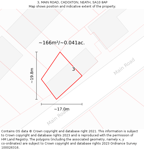 3, MAIN ROAD, CADOXTON, NEATH, SA10 8AP: Plot and title map