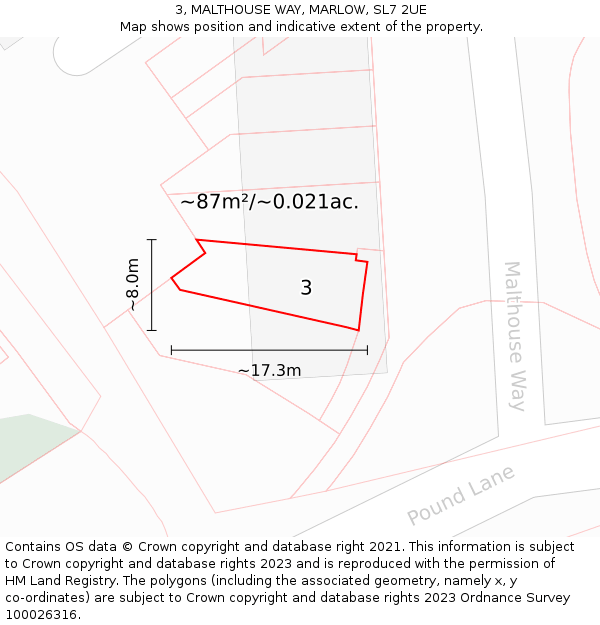 3, MALTHOUSE WAY, MARLOW, SL7 2UE: Plot and title map