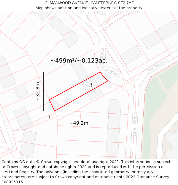 3, MANWOOD AVENUE, CANTERBURY, CT2 7AE: Plot and title map