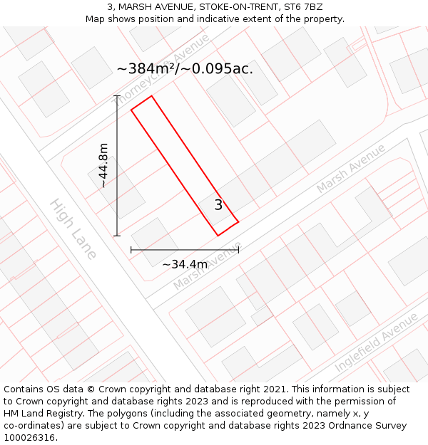 3, MARSH AVENUE, STOKE-ON-TRENT, ST6 7BZ: Plot and title map