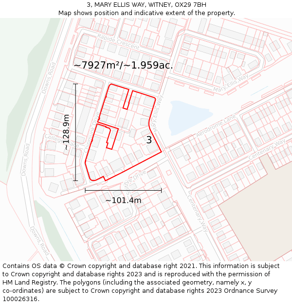 3, MARY ELLIS WAY, WITNEY, OX29 7BH: Plot and title map