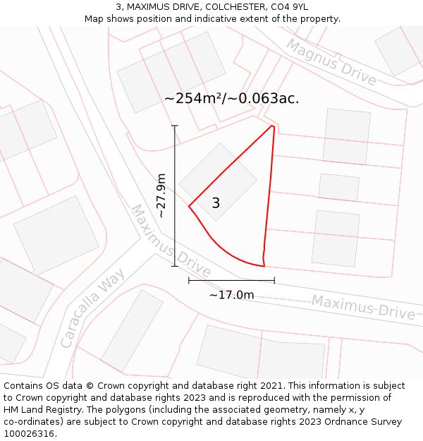 3, MAXIMUS DRIVE, COLCHESTER, CO4 9YL: Plot and title map