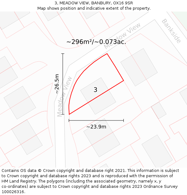 3, MEADOW VIEW, BANBURY, OX16 9SR: Plot and title map