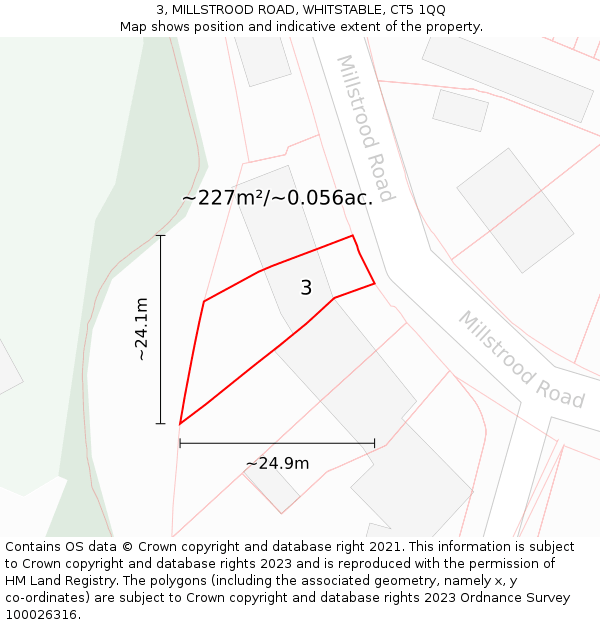 3, MILLSTROOD ROAD, WHITSTABLE, CT5 1QQ: Plot and title map