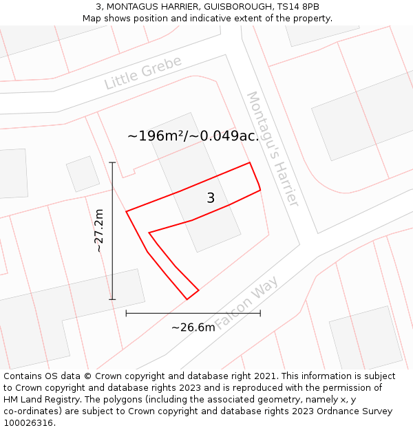 3, MONTAGUS HARRIER, GUISBOROUGH, TS14 8PB: Plot and title map