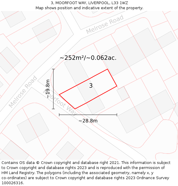 3, MOORFOOT WAY, LIVERPOOL, L33 1WZ: Plot and title map