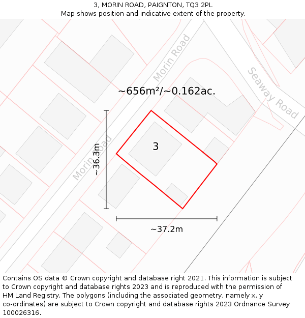 3, MORIN ROAD, PAIGNTON, TQ3 2PL: Plot and title map