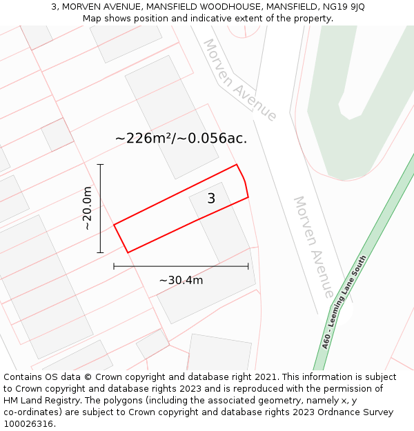 3, MORVEN AVENUE, MANSFIELD WOODHOUSE, MANSFIELD, NG19 9JQ: Plot and title map