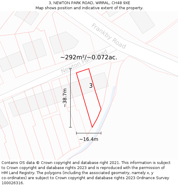 3, NEWTON PARK ROAD, WIRRAL, CH48 9XE: Plot and title map