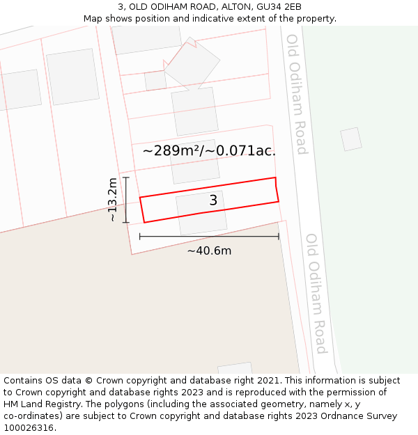 3, OLD ODIHAM ROAD, ALTON, GU34 2EB: Plot and title map