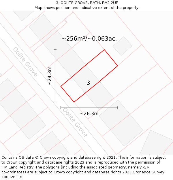 3, OOLITE GROVE, BATH, BA2 2UF: Plot and title map