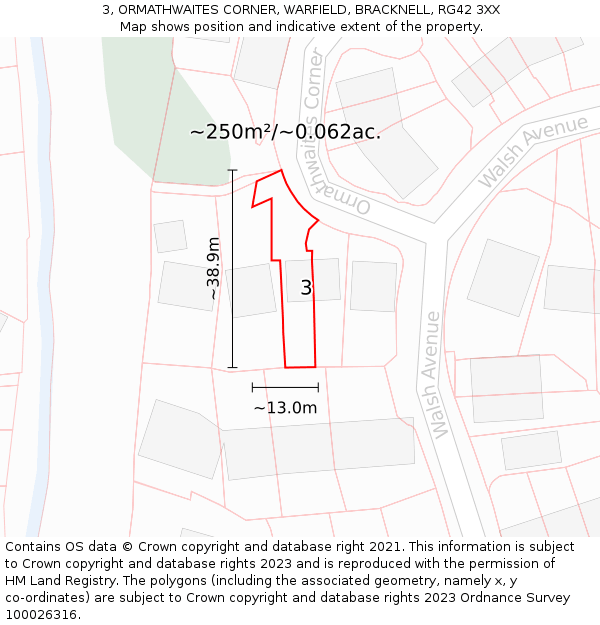 3, ORMATHWAITES CORNER, WARFIELD, BRACKNELL, RG42 3XX: Plot and title map