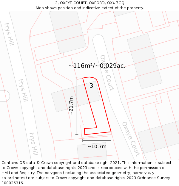 3, OXEYE COURT, OXFORD, OX4 7GQ: Plot and title map