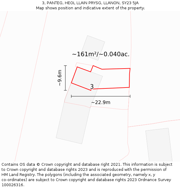 3, PANTEG, HEOL LLAIN PRYSG, LLANON, SY23 5JA: Plot and title map