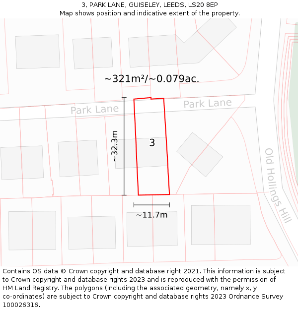 3, PARK LANE, GUISELEY, LEEDS, LS20 8EP: Plot and title map