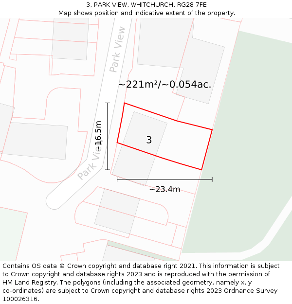 3, PARK VIEW, WHITCHURCH, RG28 7FE: Plot and title map